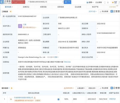 家聯(lián)科技8000萬(wàn)成立新公司,經(jīng)營(yíng)范圍含生物基材料制造